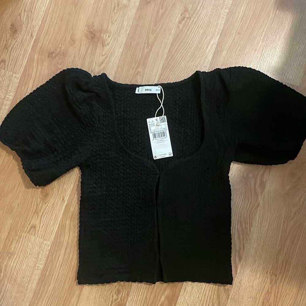 COPY - NWT Mango Puff Sleeve Textured Knit Top | Size S